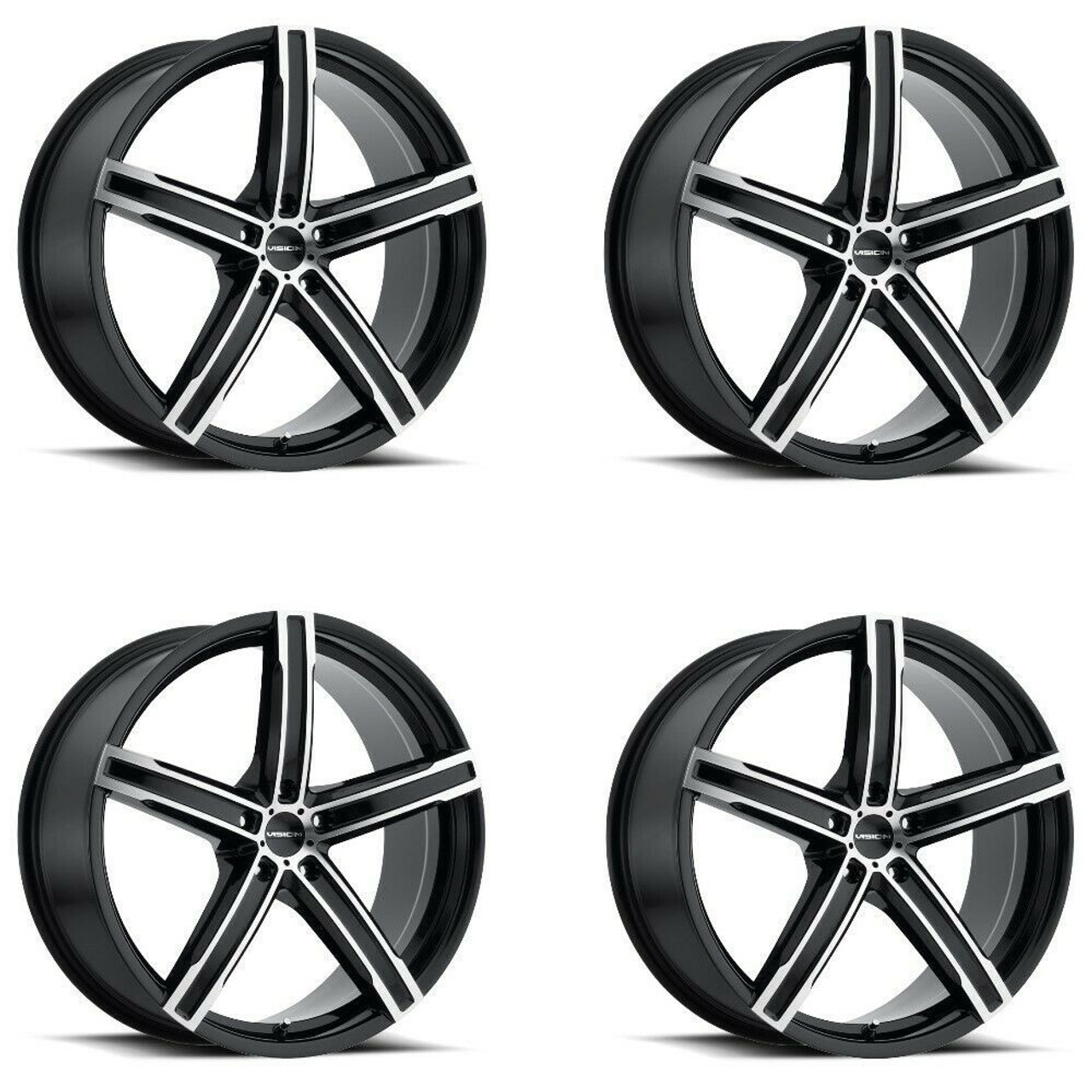 Set 4 15" Vision Street 469 Boost Black Machined Wheels 15x6.5 5x100 38mm Rims