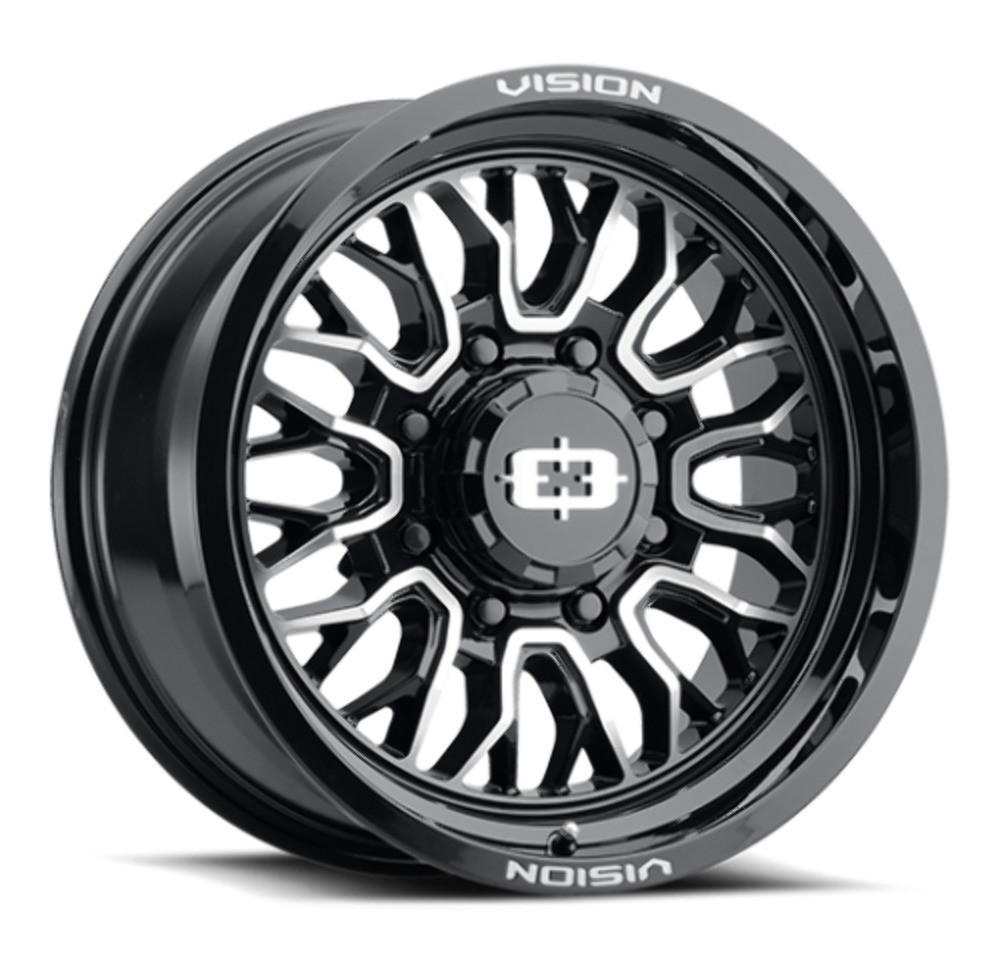 24" Vision 402 Riot Gloss Black Machined Face Wheel 24x12 8x170 Lifted Rim -51mm