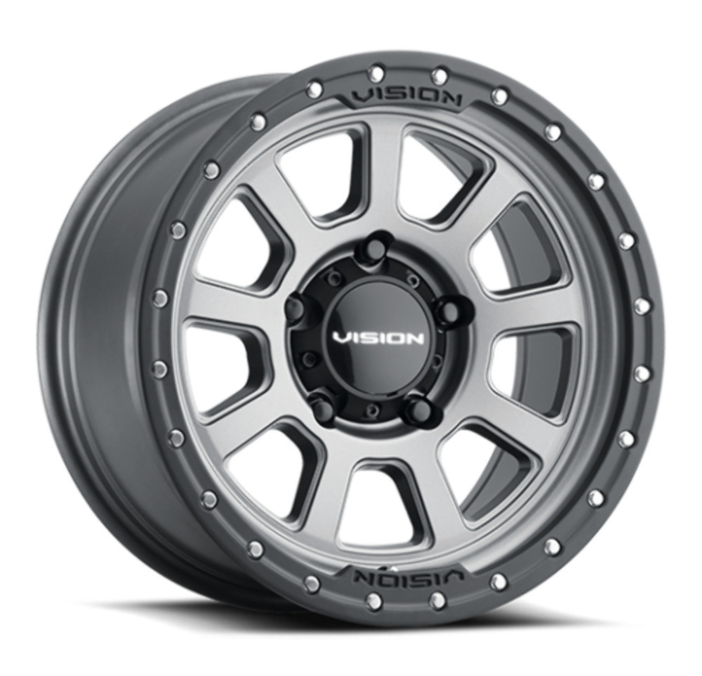 Set 4 17" Vision Off-Road 350 Ojos Satin Grey Wheels 17x9 6x5.5 Truck Rims -12mm