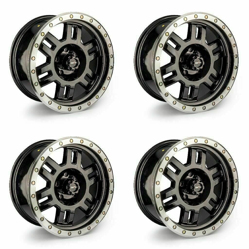 Set 4 16" Vision 398COMP Manx Competition Black Machined Lip 16x7 5x4.5 Rims 0mm