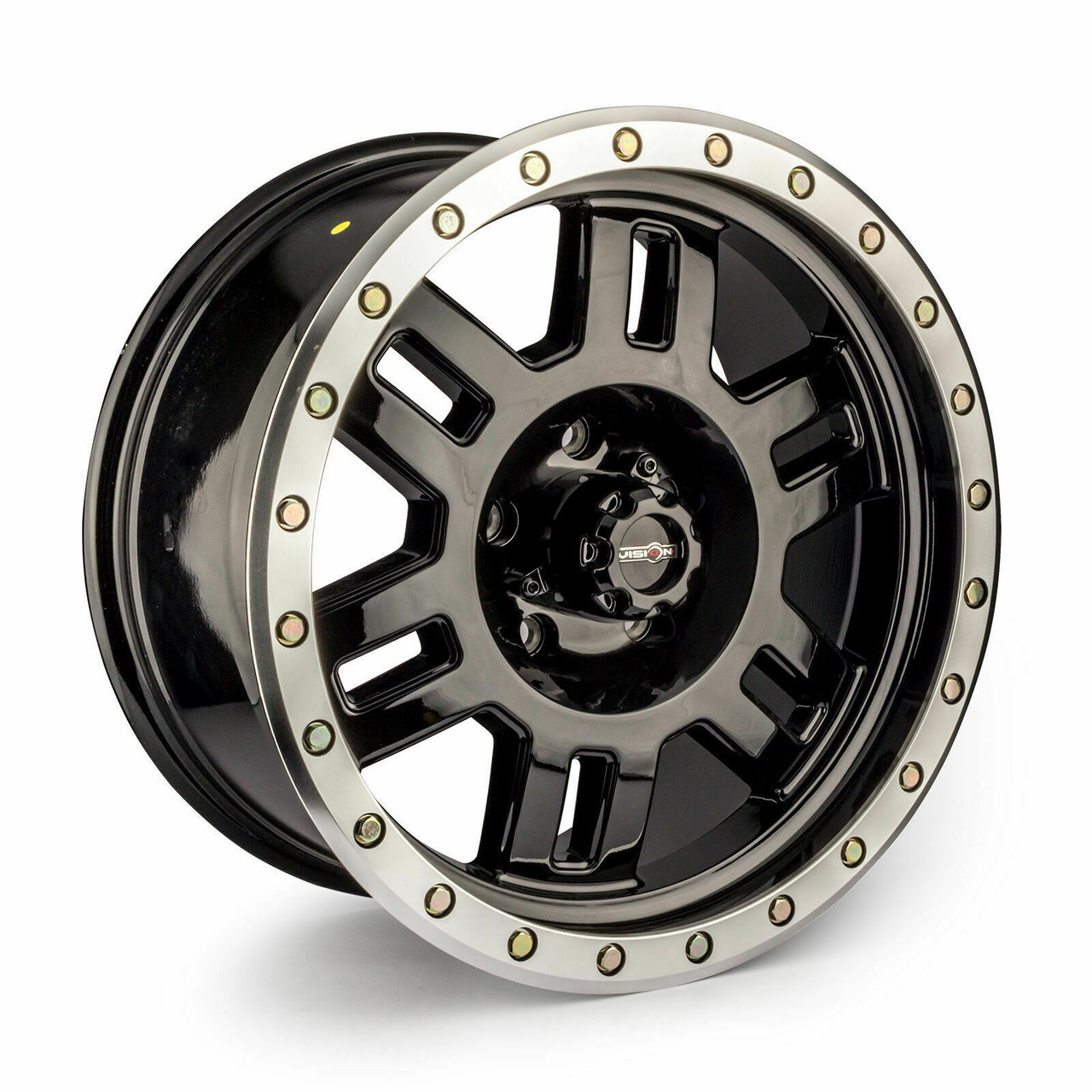 Set 4 16" Vision 398COMP Manx Competition Black Machined Lip 16x7 5x4.5 Rims 0mm