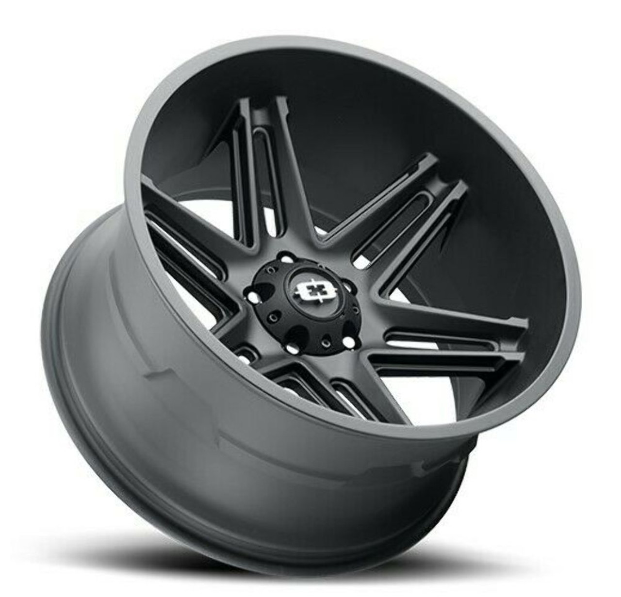Set 4 24" Vision Off-Road 363 Razor Satin Black Wheels 24x12 5x5 Rims -51mm