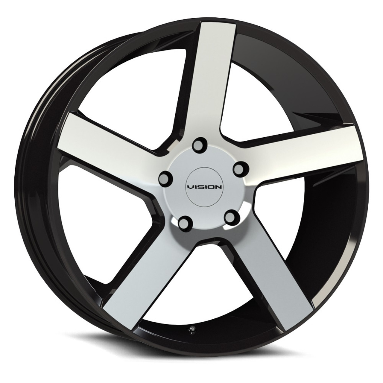 20" Vision Street 472 Switchback Gloss Black Machined Wheel 20x9 5x5.5 Rim 15mm