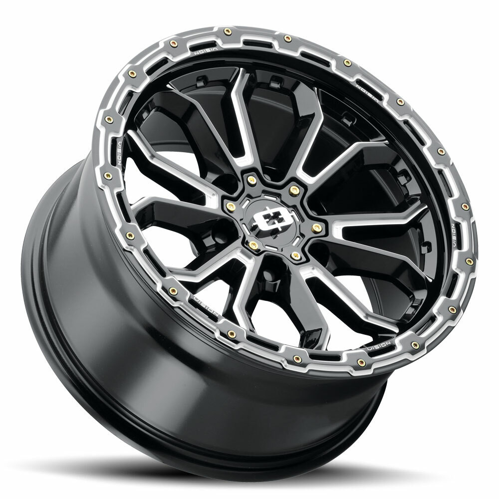 Set 4 17" Vision 405 Korupt Gloss Black Milled Spoke 17x9 Wheels 8x170 12mm Rims