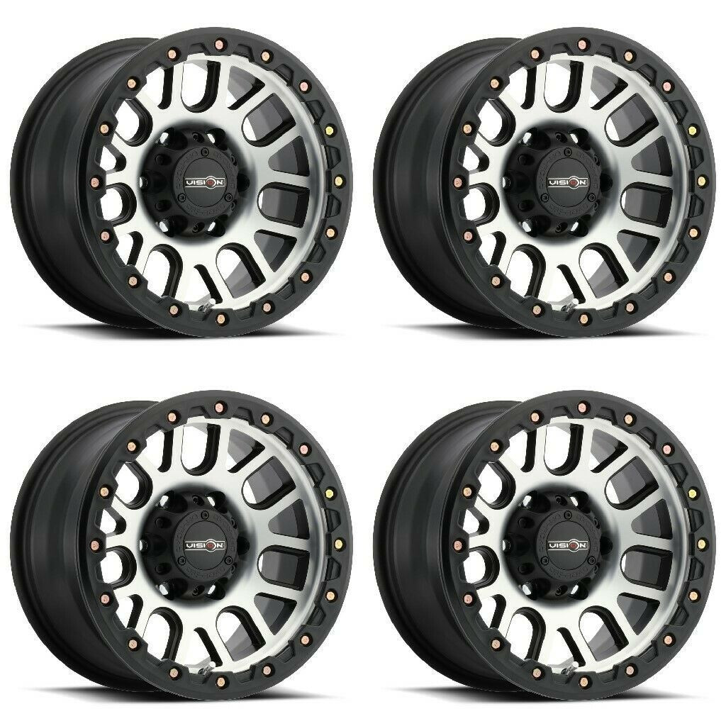 Set 4 20" Vision Off-Road 111 Nemesis Black Machined Face Wheels 20x9 6x5.5 0mm