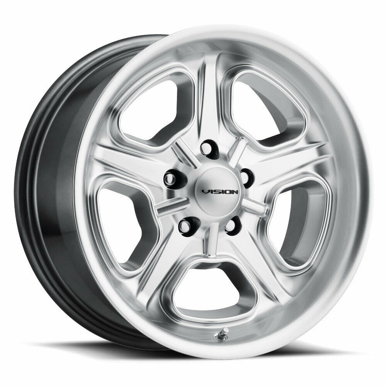 Set 4 15" Vision Muscle 147 Daytona Hyper Silver Wheels 15x7 5x4.75 Rims -7mm