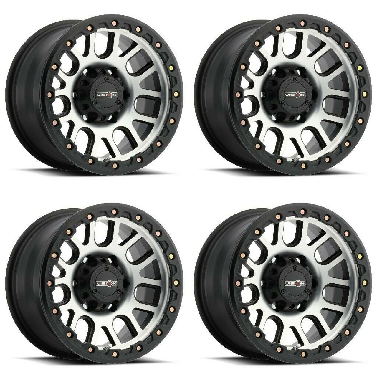 Set 4 18" Vision Off-Road 111 Nemesis Black Machined Face Wheels 18x9 6x5.5 0mm