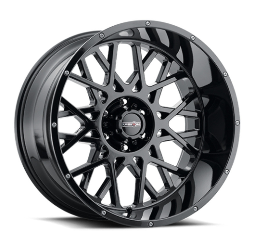 20" Vision Off-Road 412 Rocker Gloss Black Wheel 20x10 8x6.5 Lifted Rim -25mm