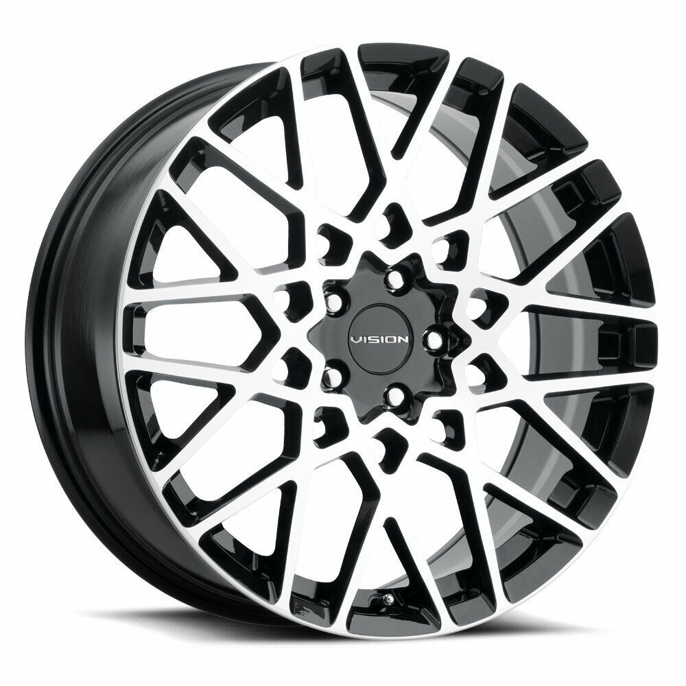 Set 4 18" Vision 474 Recoil Gloss Black Machined Face 18x8 Wheels 5x4.25 (5x108) 38mm Rims