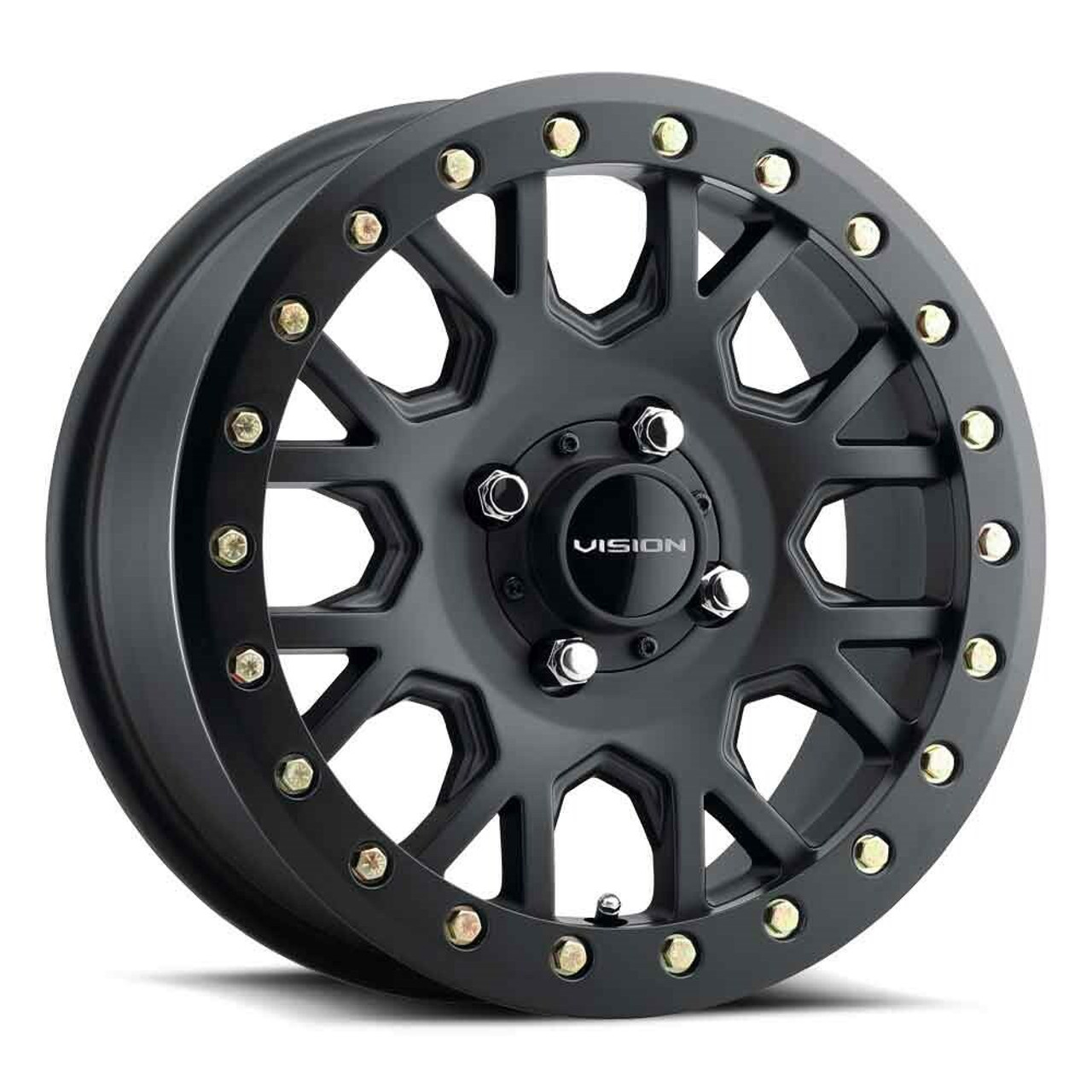 Set 4 15" Vision ATV GV8 Satin Black Wheels 15x6 4x156 Rims 12mm