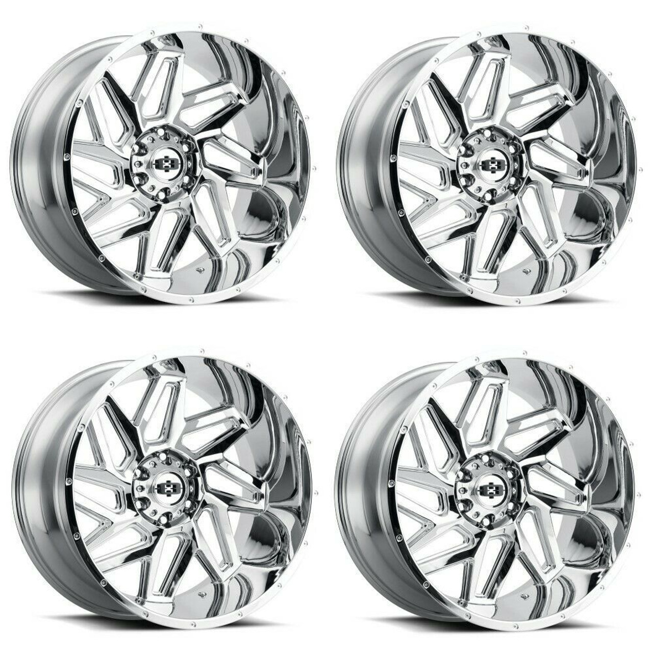 Set 4 20" Vision Off-Road 361 Spyder Chrome Wheels 20x9 8x6.5 Truck Rims 12mm