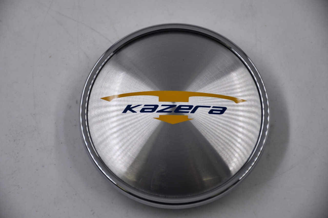 Kazera Chrome edge, Machined center, Yellow & Blue Logo Wheel Center Cap Hub Cap C-G45(KAZ) 2.625" Kazera Snap in