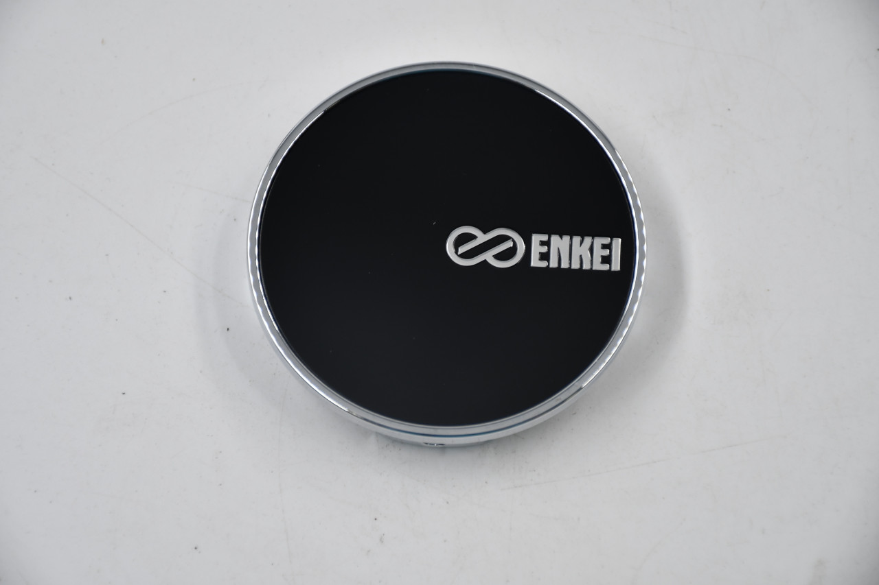 Enkei Chrome and Black w/Chrome Logo Wheel Center Cap Hub Cap CC-176 2.625" Enkei Snap in