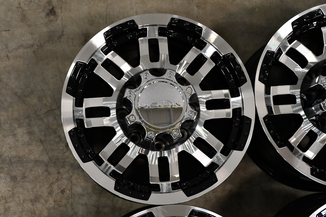 16" Vision 375 Warrior Gloss Black Machined Face Wheel 16x8 5x4.5 Truck Rim 0mm