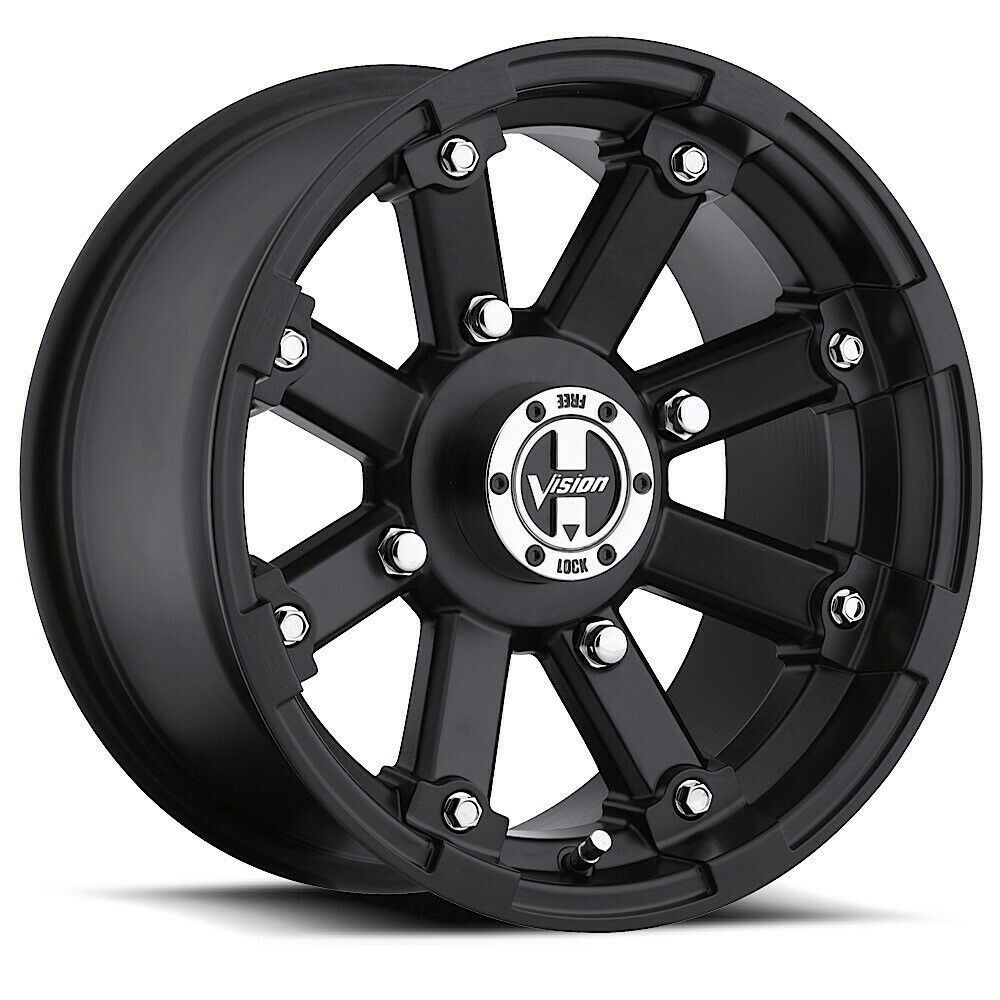 14" Vision ATV 393 Lockout Matte Black Wheel 14x8 4x156 Rim -10.2mm