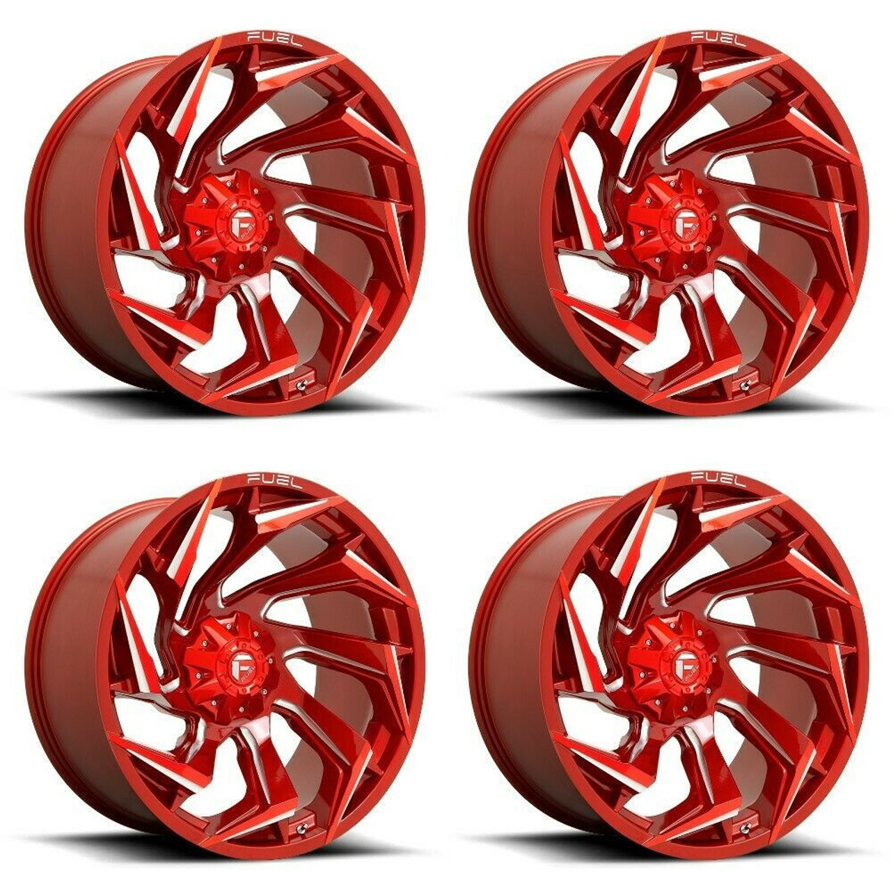 Set 4 Fuel D754 Reaction 20x9 8x170 Candy Red Milled Wheels 20" 1mm Rims
