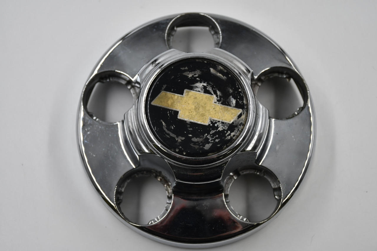 Chevrolet Chrome w/ Black and Gold Insert Wheel Center Cap Hub Cap (CHV)46254 6.75" 93-'98 Chevrolet Pick Up 5 Lug