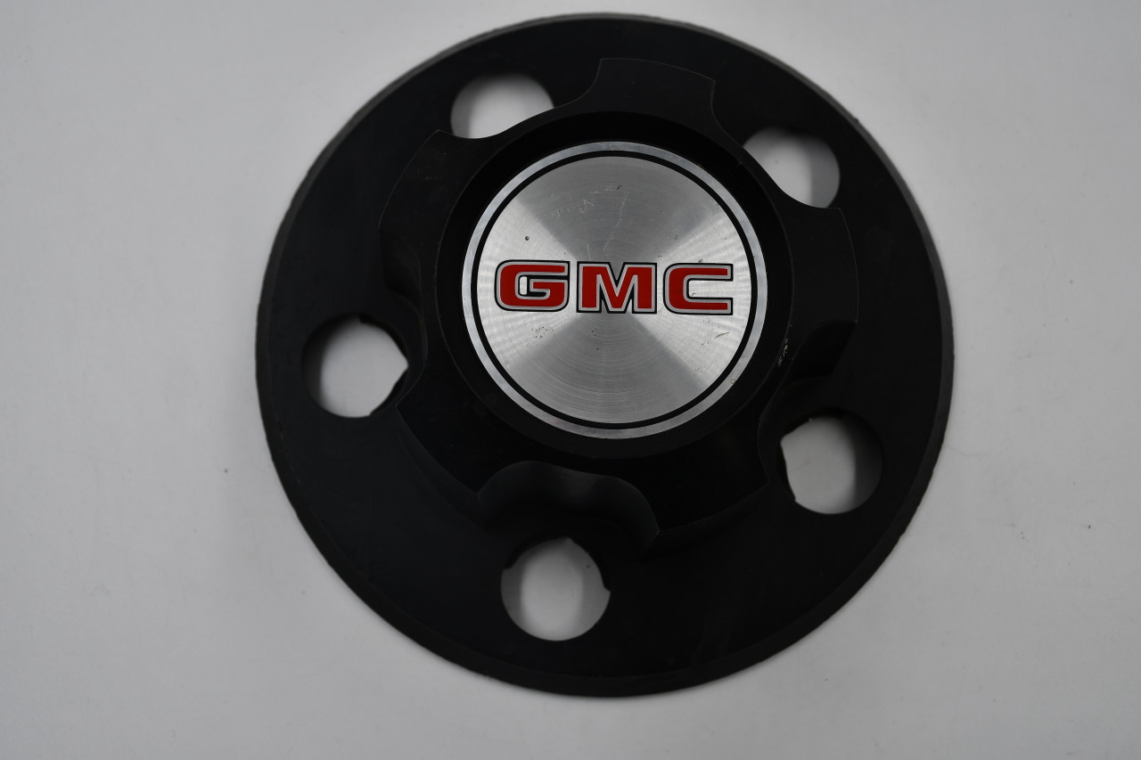 GMC Black w/ Machined, Red, Black Logo Wheel Center Cap Hub Cap (GMC)15594373 7" OEM '85-'95 GMC SAFARI 5 Lug