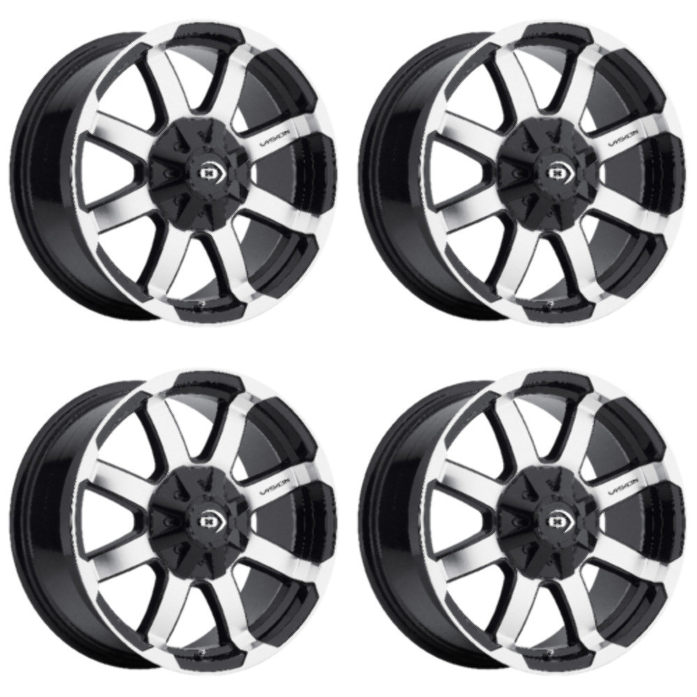 Set 4 16" Vision 413 Valor Gloss Black Machined Face 16x6.5 Wheels 6x130 45mm Rims