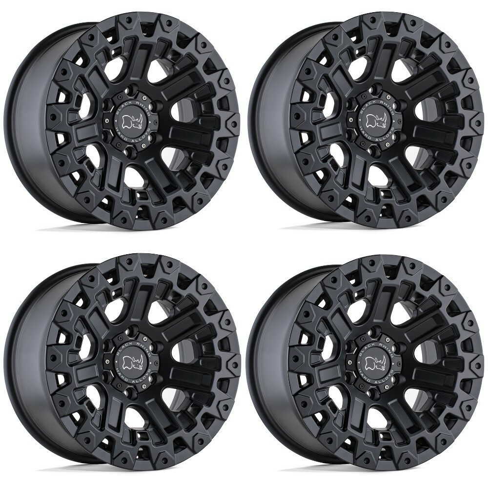 Set 4 Black Rhino Ozark 17x9.5 6x5.5 Matte Black Wheels 17" -18mm Rims