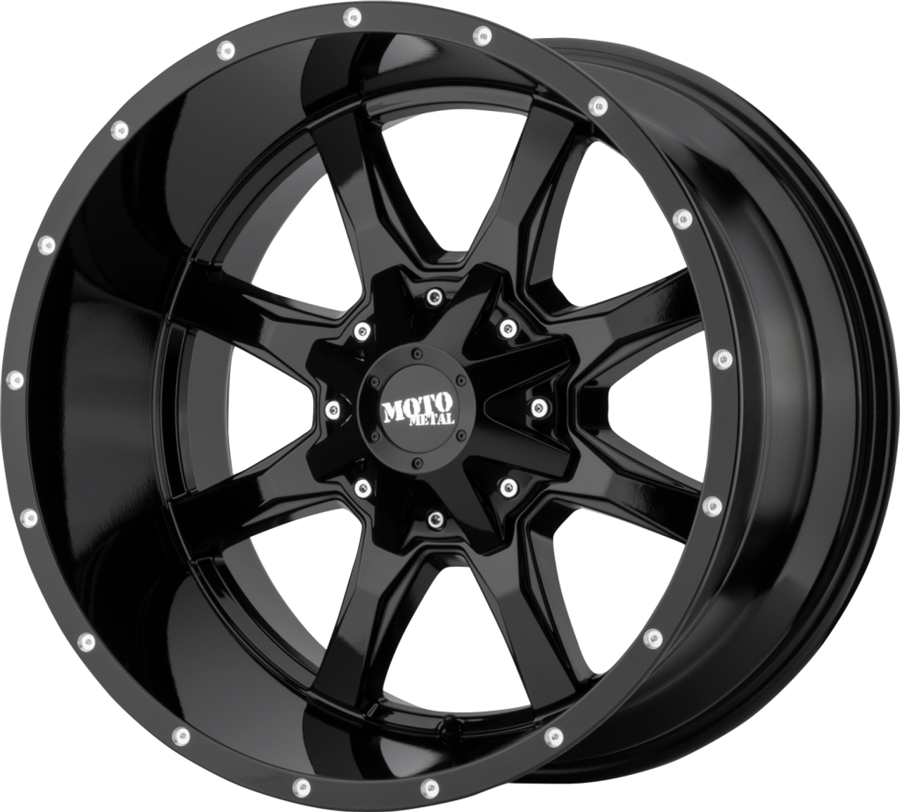 Set 4 17" Moto Metal MO970 17x9 8x6.5 Gloss Black Milled Lip Lifted Wheels -12mm