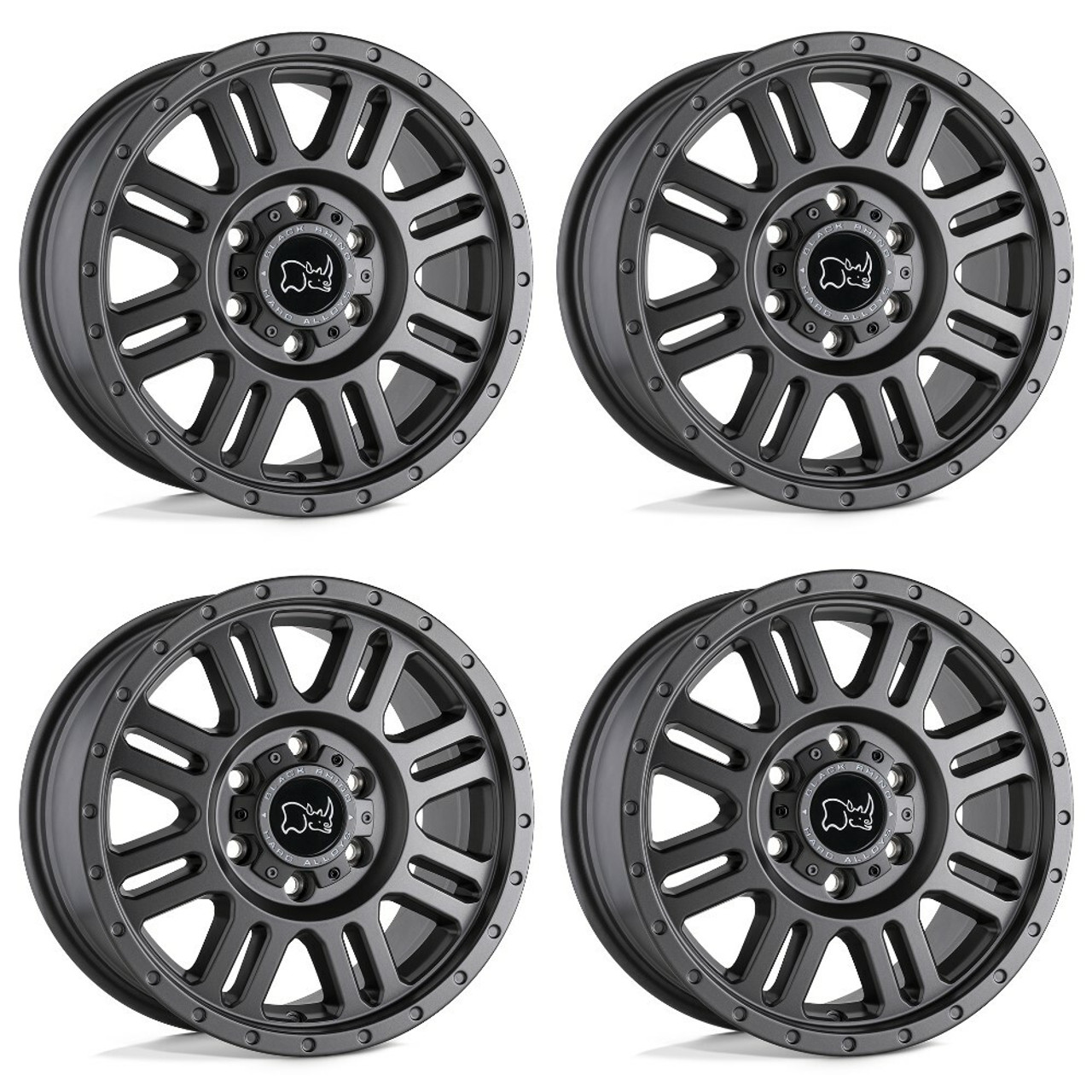 Set 4 17" Black Rhino Yellowstone 17x8 5x160 45mm Wheels Matte Gunmetal Rims
