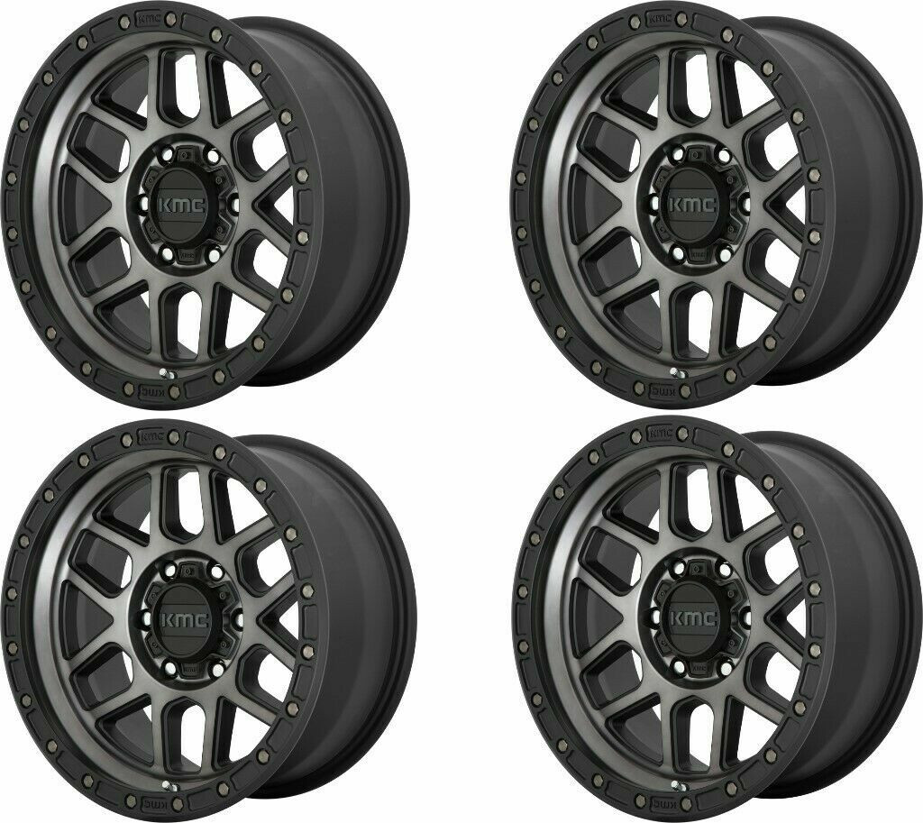 Set 4 KMC KM544 Mesa 20x9 8x170 Satin Black With Gray Tint Wheels 20" 18mm Rims