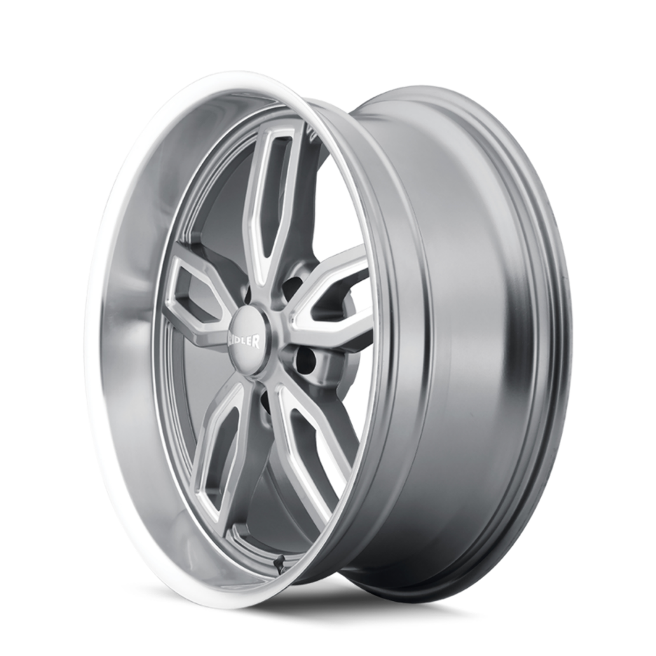18" Ridler 608 18x9 Grey W Milled Spokes & Diamond Lip 5x4.5 Wheel 0mm Rim