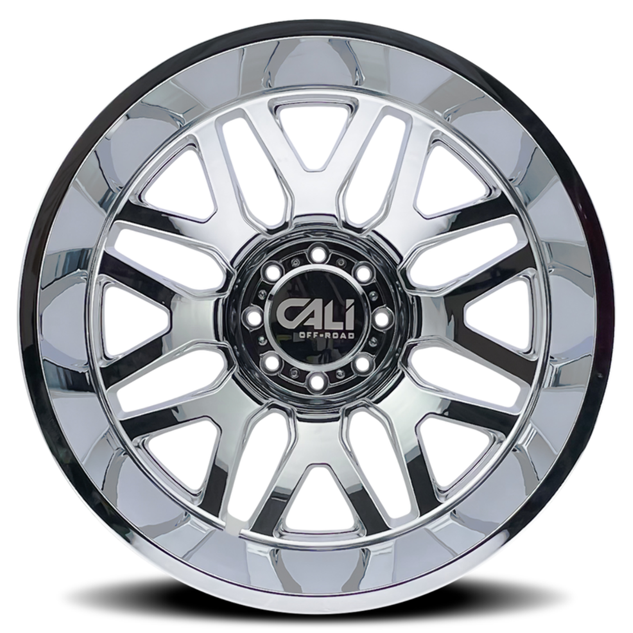 22" Cali Off-Road Invader Dually 22x8.25 Chrome 8x6.5 Wheel -192mm Rear Rim
