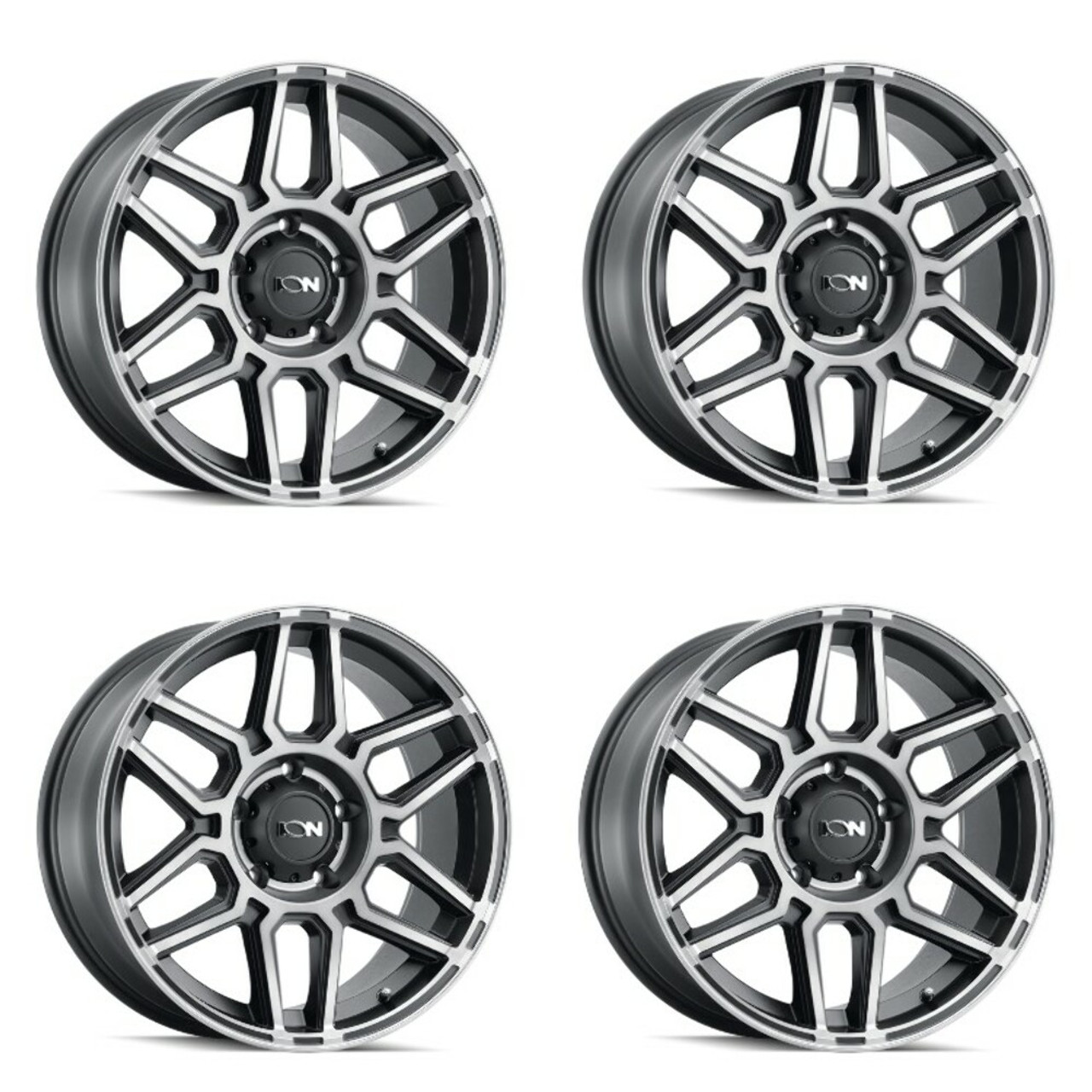 Set 4 20" Ion 146 20x9 Matte Black W Machined Dart Tint 8x170 Wheels 0mm Rims