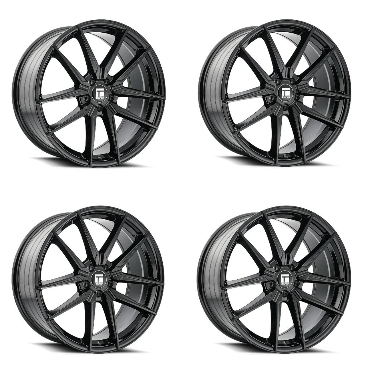 Set 4 20" Touren Tr94 20x9 Gloss Black 5x120 Wheels 35mm Rims