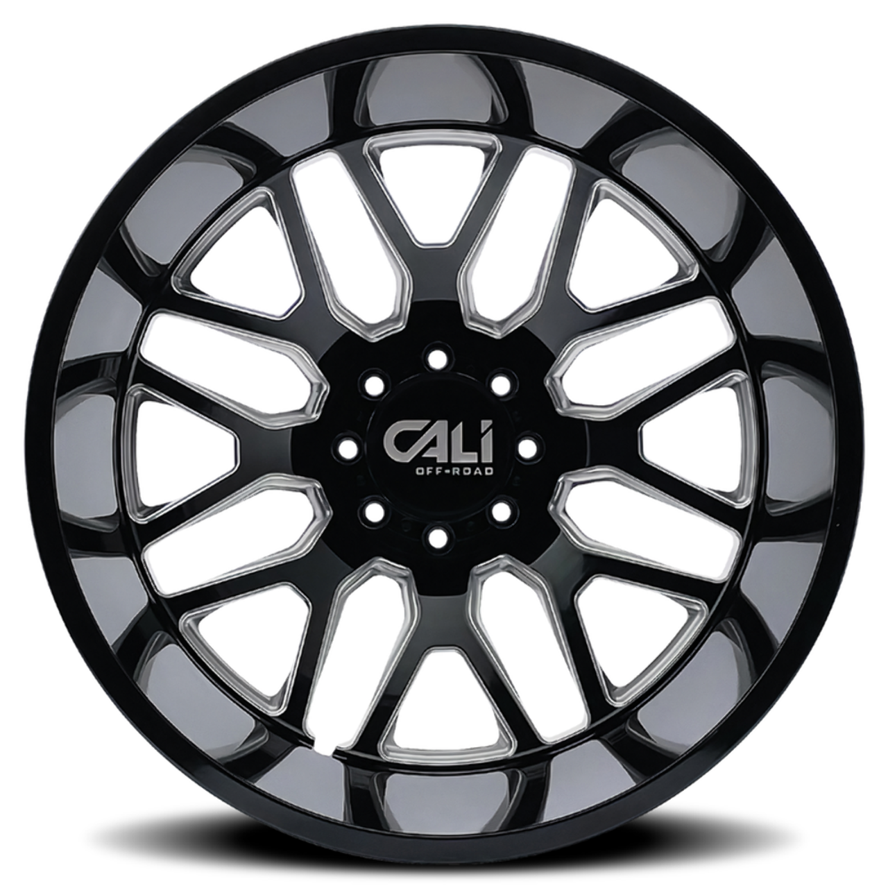 22" Cali Off-Road Invader Dually 22x8.25 Black Milled 8x210 Wheel -192mm Rim