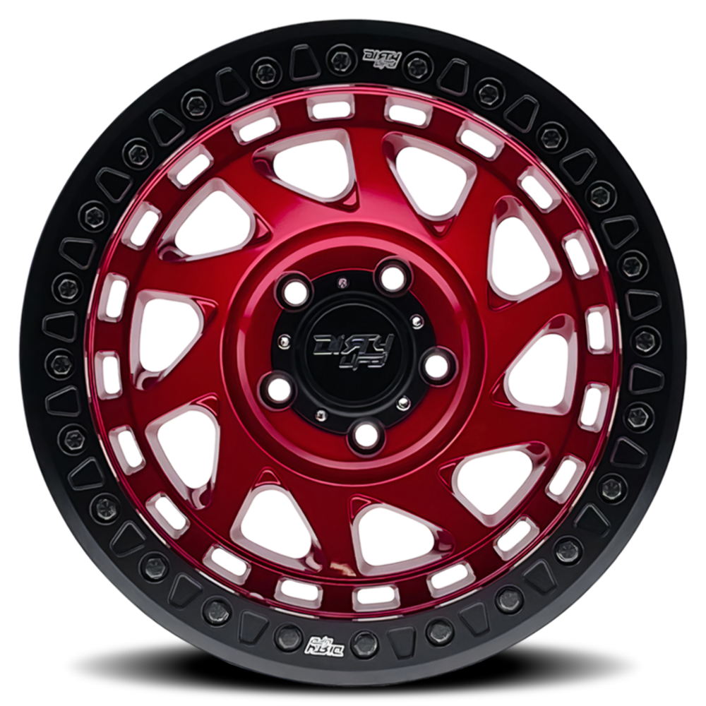 17" Dirty Life Enigma Race 17x9 Crimson Candy Red 8x6.5 Wheel -12mm Lifted Rim