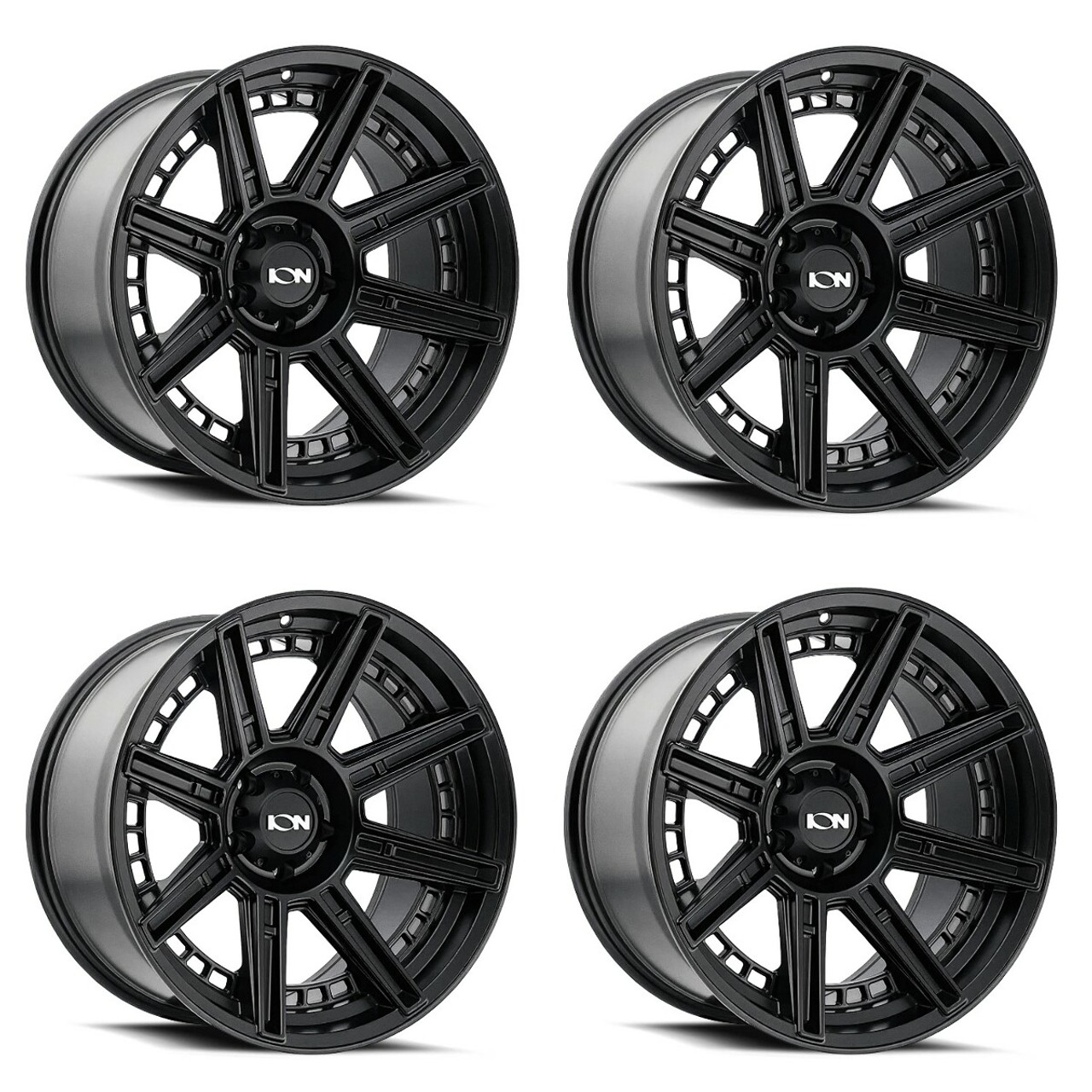 Set 4 20" Ion 149 20x10 Matte Black 5x5 Wheels -24mm Lifted For Jeep Truck Rims