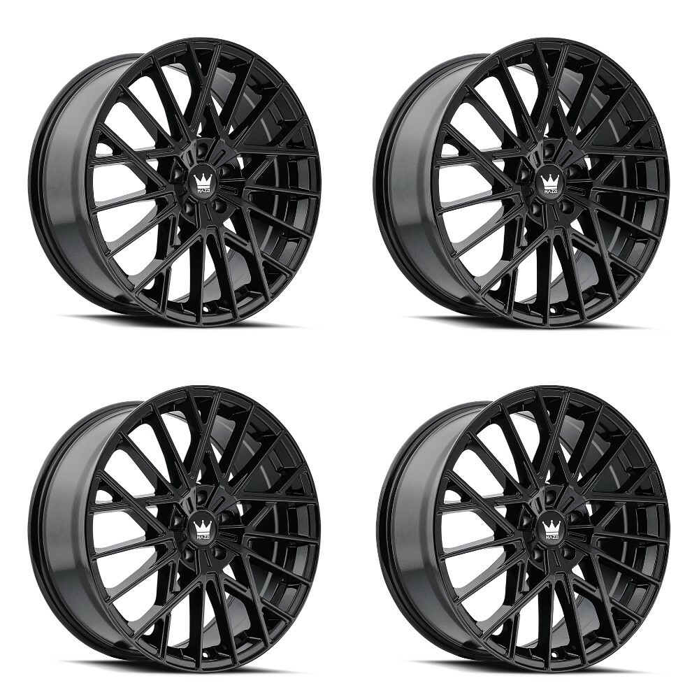 Set 4 18" Mazzi Jinx 18x8 Gloss Black 5x120 Wheels 40mm Car Suv Rims