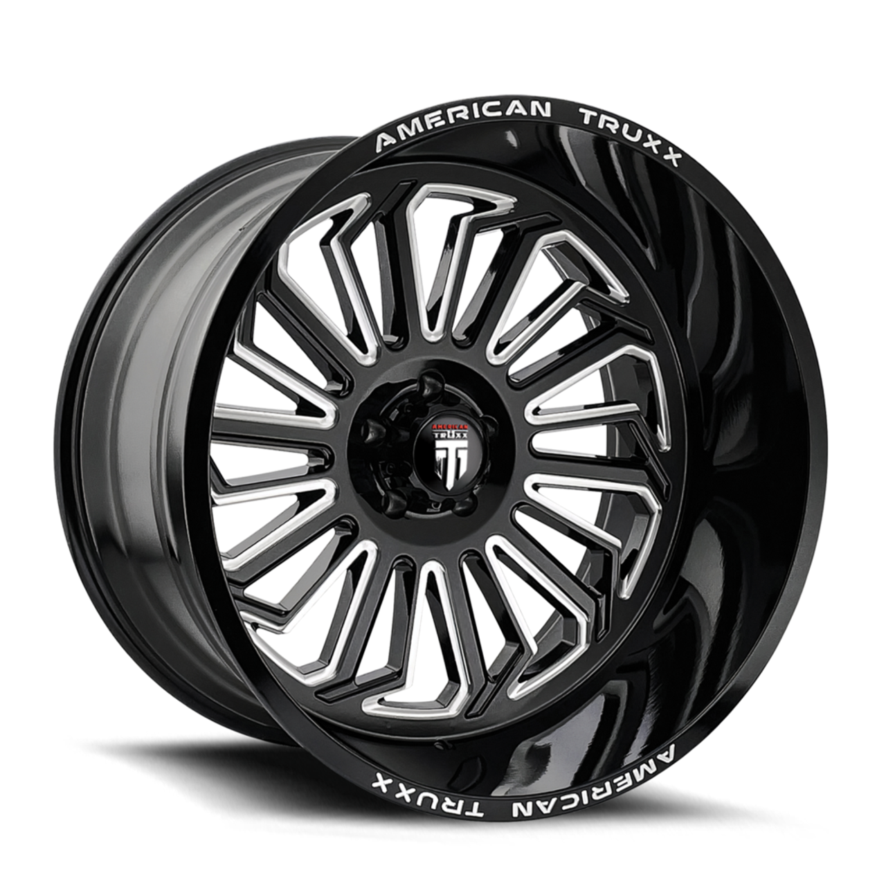 24" American Truxx Butcher 24x14 Black Milled 5x5 Wheel -76mm For Jeep Truck Rim