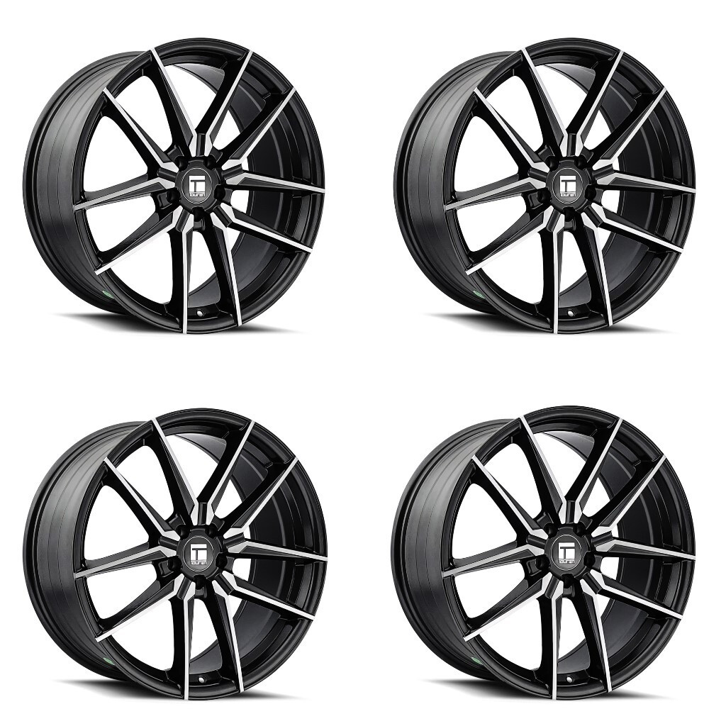 Set 4 18" Touren TR94 18x8 Brushed W Dark Graphite Window 5x120 Wheels 35mm Rims