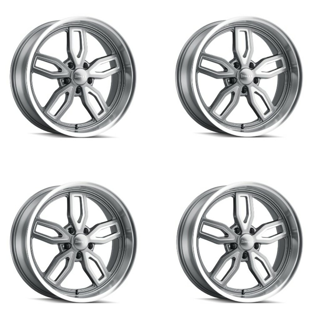 Set 4 20" Ridler 608 20x10 Grey W Milled Spokes & Diamond Lip 5x4.75 Wheels 0mm