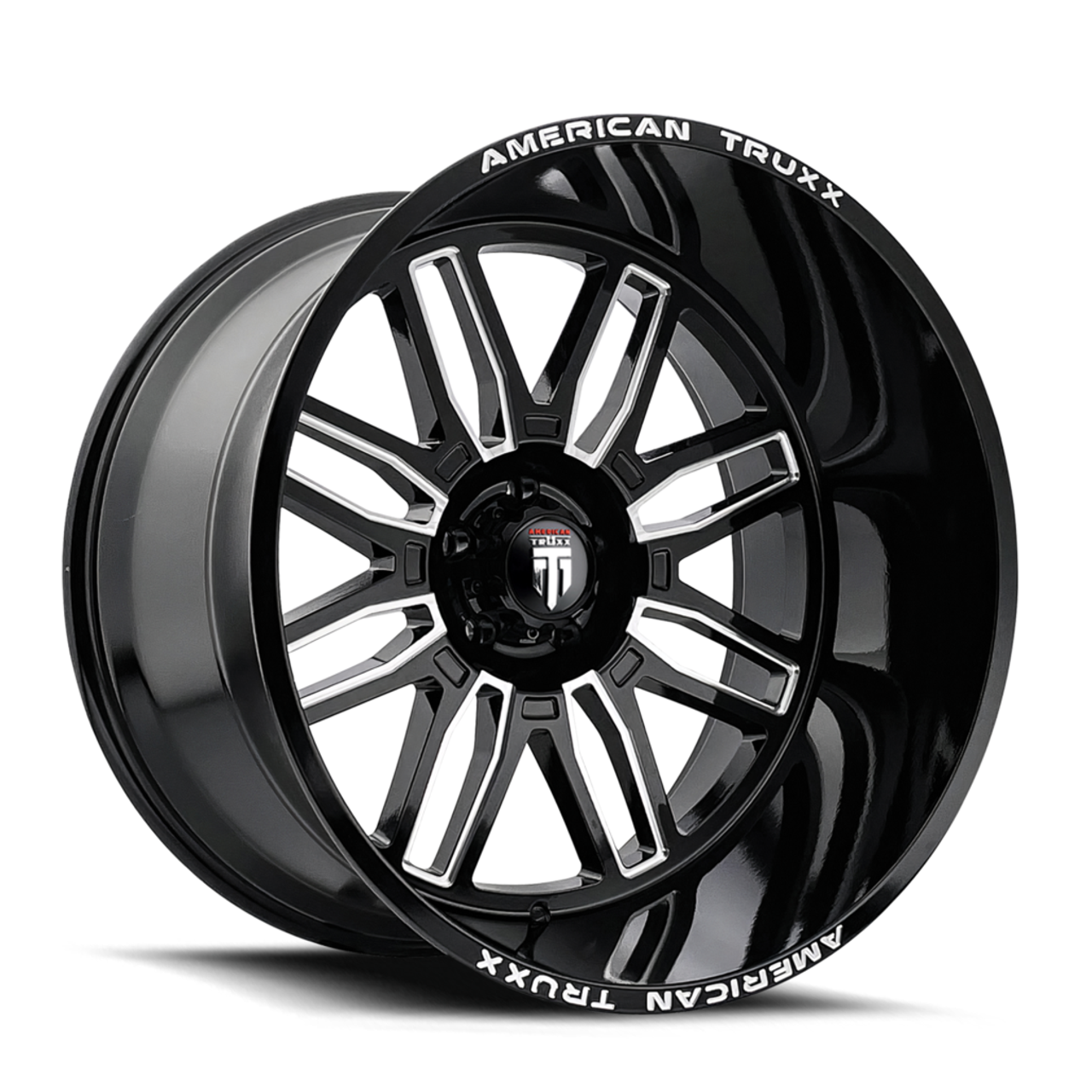 20" American Truxx Restless 20x10 Black Milled 8x180 Wheel -25mm For Chevy GMC