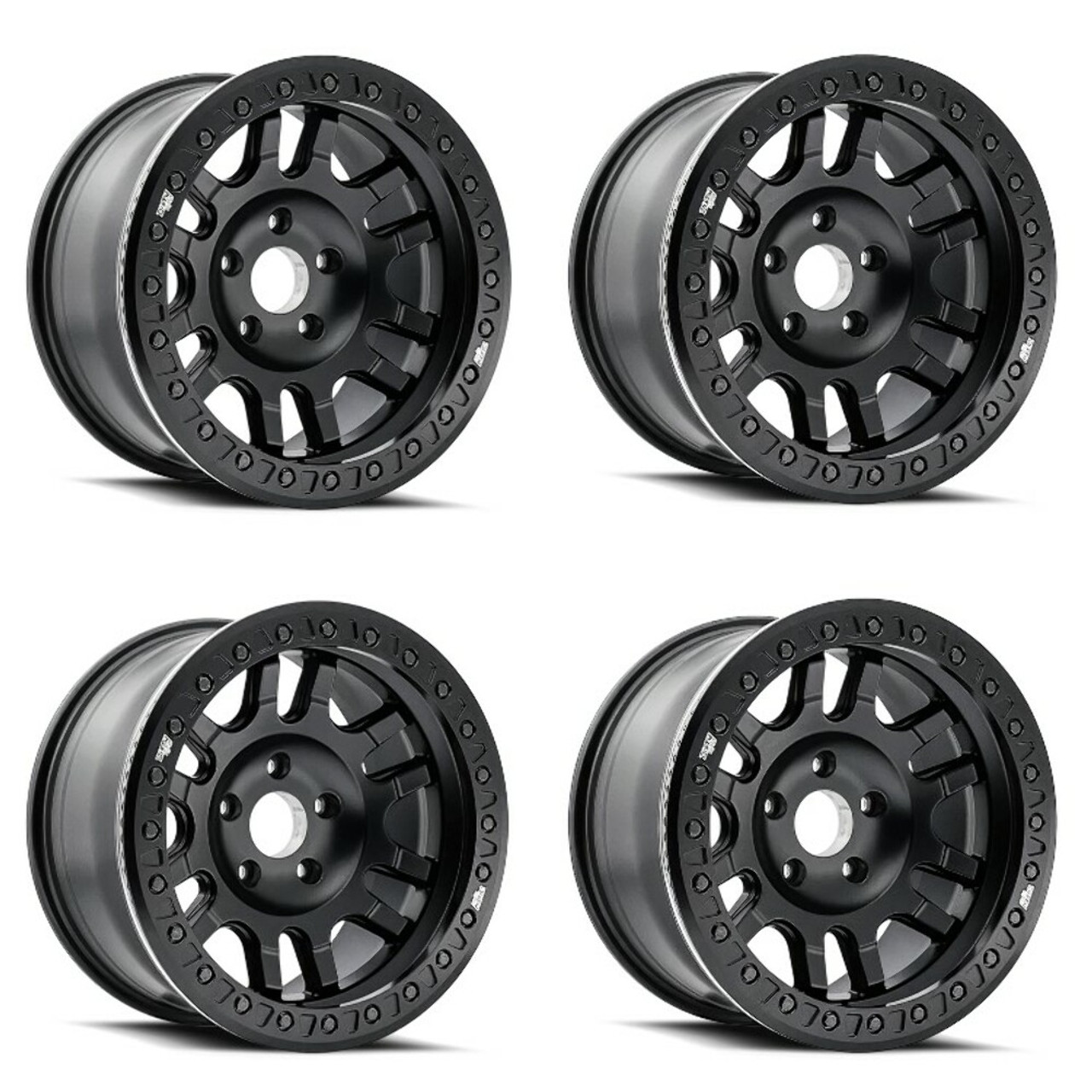 Set 4 17" Dirty Life Canyon Race 17x9 Matte Black 5x4.5 Wheels -12mm Lifted Rims