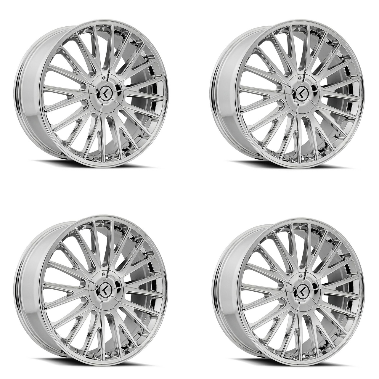 Set 4 20" Kraze Double Down 20x8.5 Chrome 5x112 5x120 38mm Performance Wheels