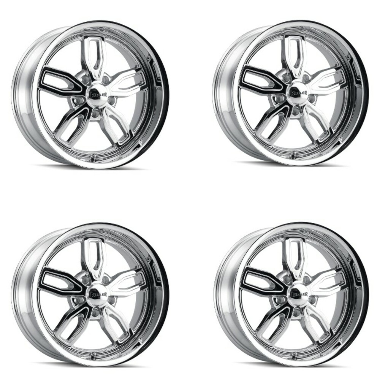 Set 4 18" Ridler 608 18x8 Chrome 5x4.5 Wheels 0mm Rims For Ford Jeep Truck