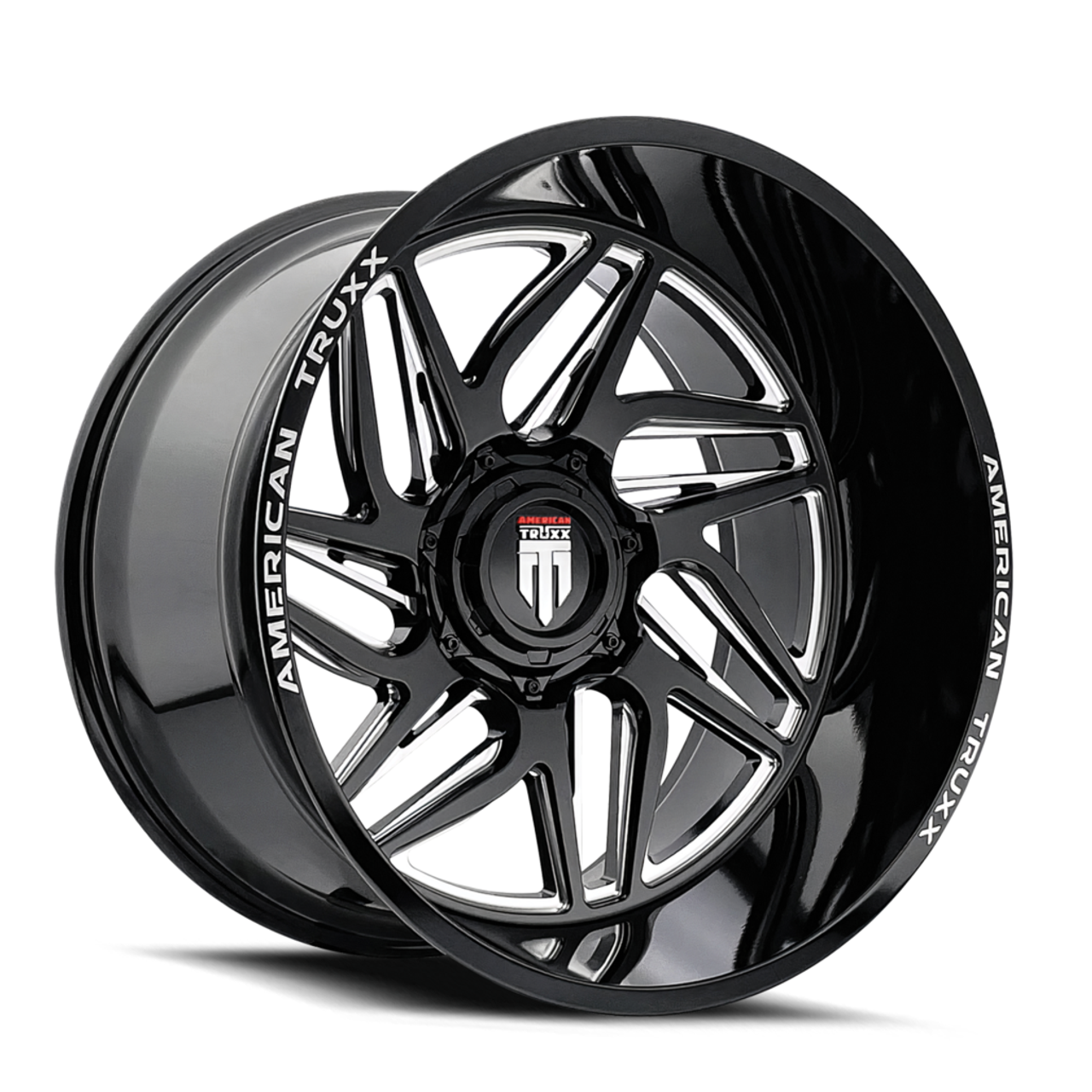 Set 4 22" American Truxx Goliath 22x12 Black Milled 8x6.5 Wheels -44mm Rims