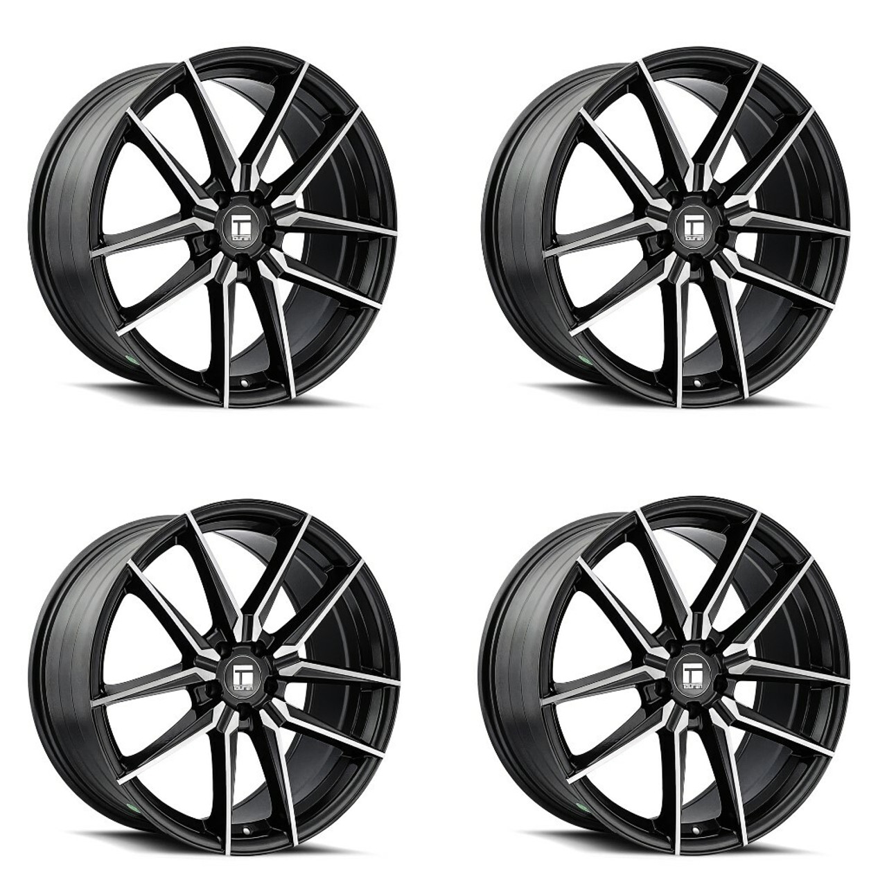 Set 4 18" Touren TR94 18x8 Brushed w/ Dark Graphite Window 5x112 Wheels 35mm