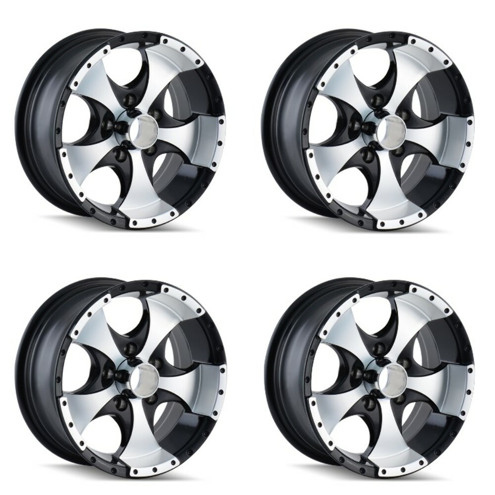 Set 4 15" Ion 136 15x6 Black Machined 6x5.5 Wheels 0mm Rims