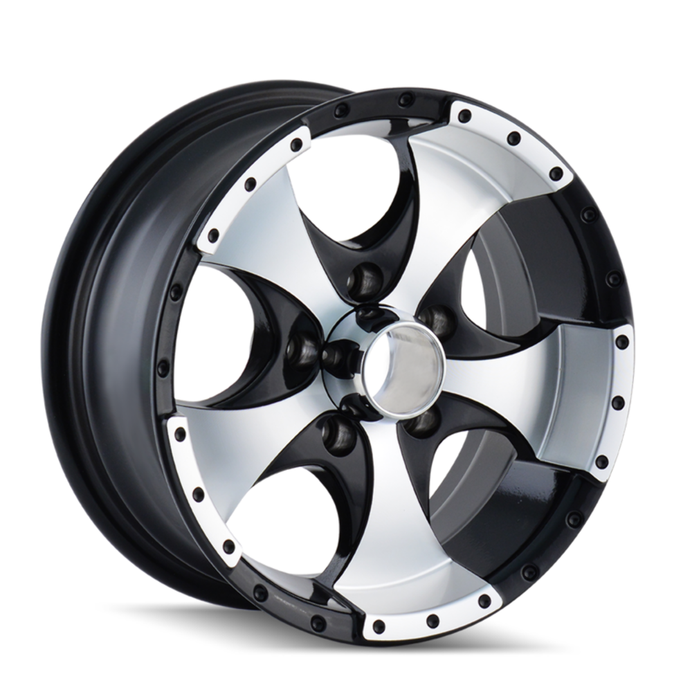Set 4 15" Ion 136 15x6 Black Machined 6x5.5 Wheels 0mm Rims