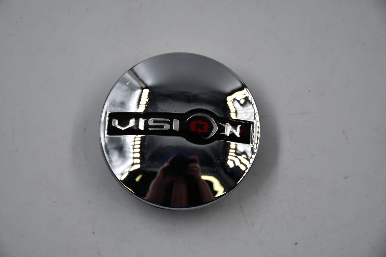 Vision Chrome w/ Black, Red, Chrome logo (U)C536202CAP 2.125" Wheel Center Cap Hub Cap Vision Snap In