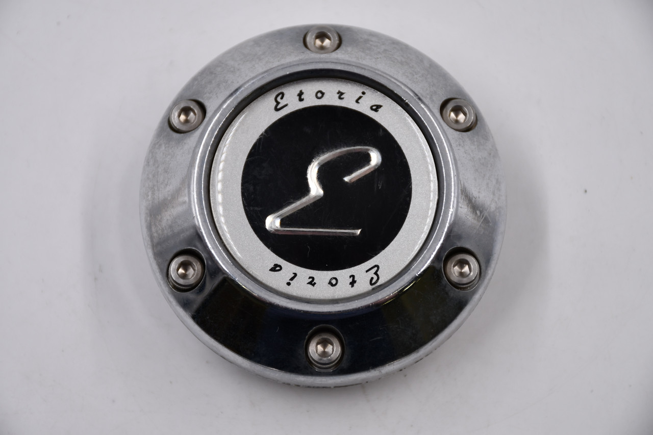 Etoria Chrome w/ Black & Chrome Logo Wheel Center Cap Hub Cap CAP-A89 2.875" Etoria