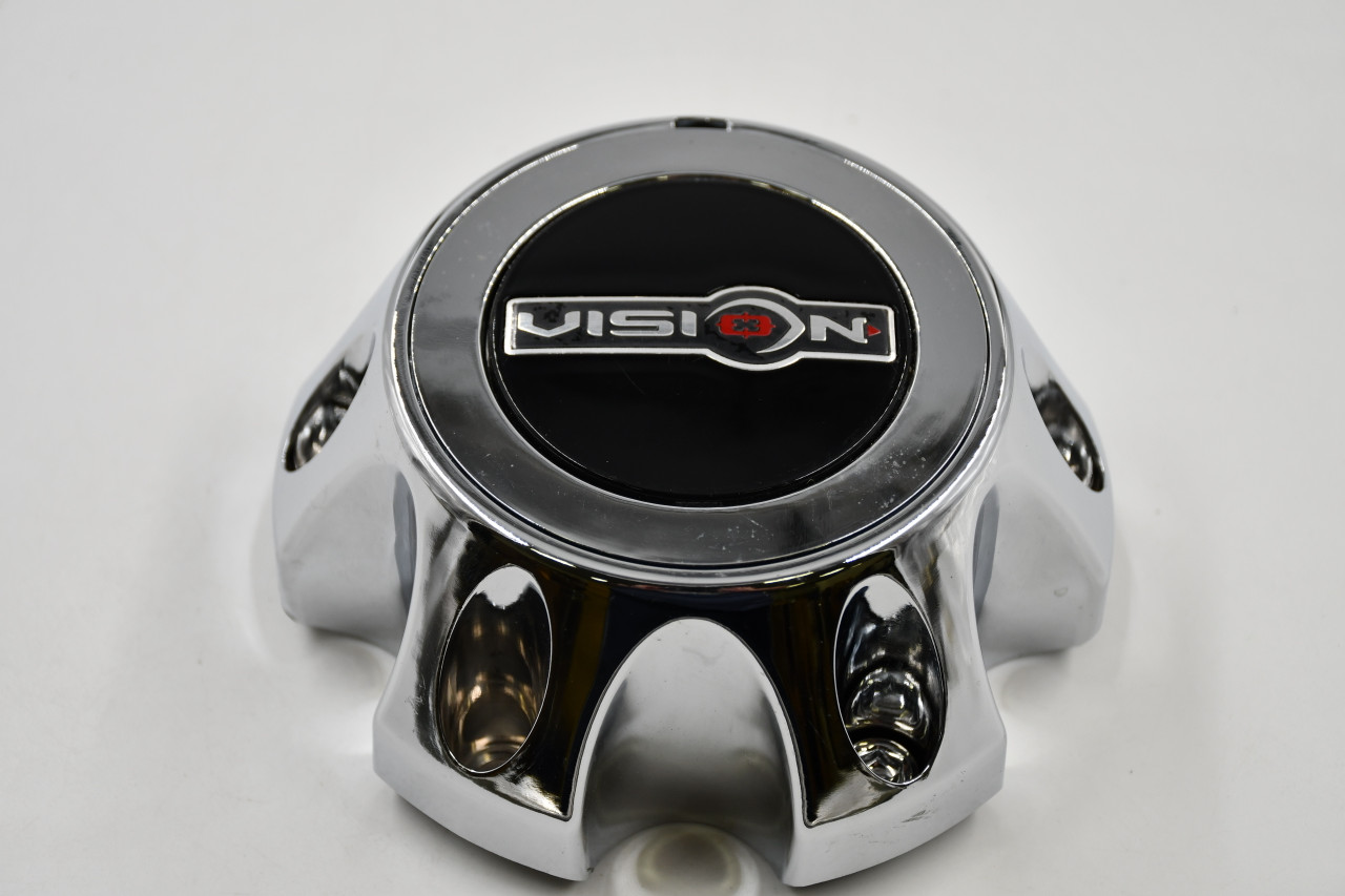 Vision Chrome w/ Black, Red, Chrome Insert Wheel Center Cap Hub Cap C392-6V-CAP 5.5" Vision 6 Lug