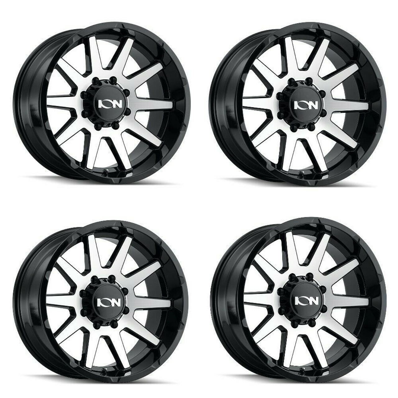 Set 4 20" Ion 143 20x10 Black Machined 6x135 Wheels -19mm Lifted Truck Rims